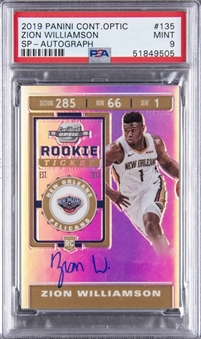 2019-20 Panini Contenders Optic Silver Prizm #135 Zion Williamson Signed Rookie Card - PSA MINT 9